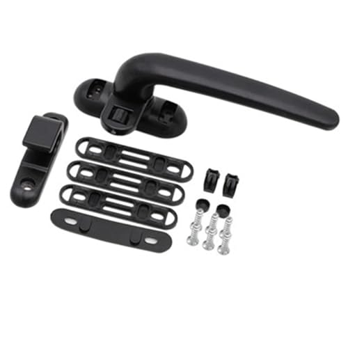 Fenstergriff 1Set Aluminium Legierung Fenster Griff Mit Schloss Flügel Rad Ersatz Teile Schiebetür Hardware Heimwerker(Noir,Left) von CaFfen