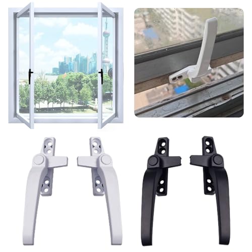 Fenstergriff 2 Stücke Links Rechts Fenstergriff Home Hardware Aluminiumlegierung Hebel Flügelfenster Komfort Handlich Installieren Professioneller Haushalt(2pc Black Right) von CaFfen