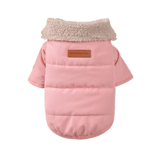 Hundepullover Dicke warme Haustier-Hundekleidung, Pelzkragen, Winter-Hundemantel, Jacke, Kleidung for kleine, mittelgroße Hunde(Pink,2XL) von CaFfen