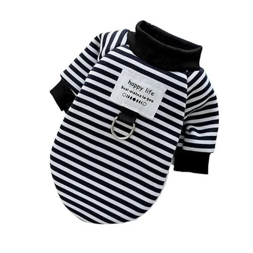 Hundepullover Haustier Hund Hoodies Herbst Winter Warme Hundekleidung for kleine Hunde Kätzchen Welpen Kostüme Gestreiftes Hundeshirt(Noir,L) von CaFfen