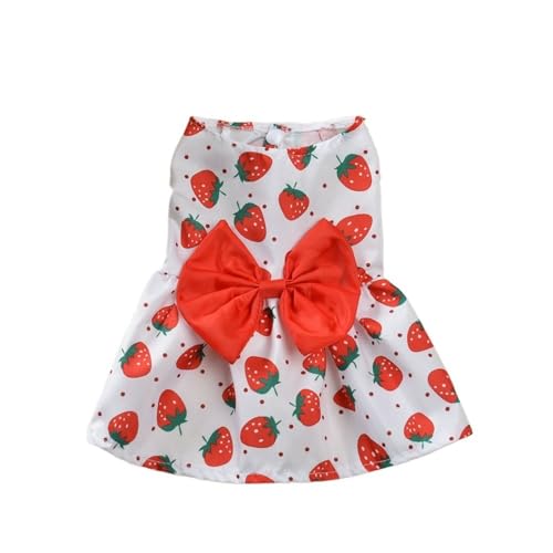 Hundepullover Hunde-Prinzessinnenkleid, niedliches bedrucktes Welpenkleid mit Schleife, süßer Katzenrock, Sommer, dünnes Haustier, Hochzeit, Party, Hundekleidung(Red,M) von CaFfen