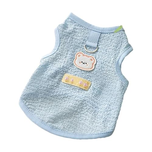Hundepullover Hundekleidung mit D-Ring, dünne Hundeweste for kleine und mittelgroße Hunde, atmungsaktive Welpenkleidung, Heimtierbedarf(Blue,L) von CaFfen