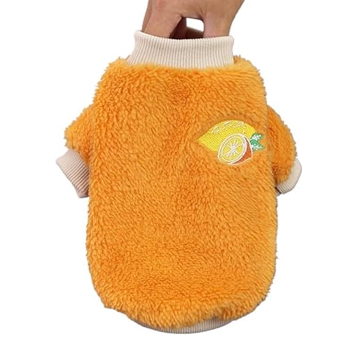 Hundepullover Hundekleidung mit Fruchtmuster for kleine und mittelgroße Hunde, warme Plüschweste for Welpen(Orange,M) von CaFfen