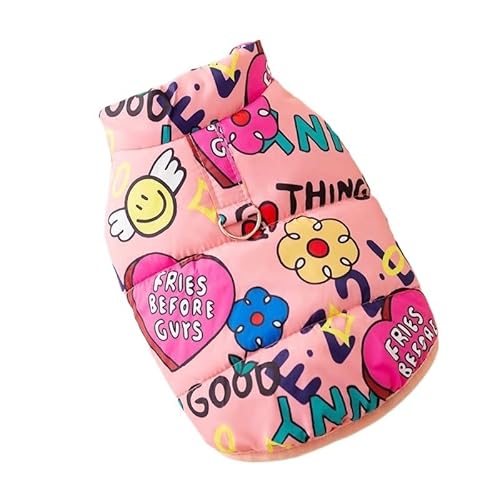 Hundepullover Mode Druck Hund Daunenjacke Nette Weiche Kleidung Winter Katze Jacke Mantel Warme Welpen Kostüm(Pink,L) von CaFfen