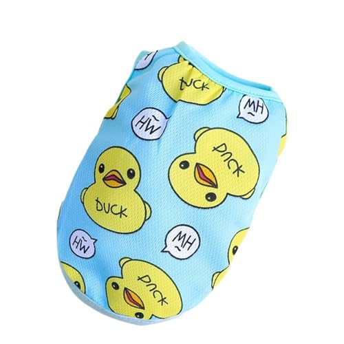 Hundepullover Niedliche Hundekleidung mit Enten-Aufdruck for kleine Hunde, Haustierkleidung, gemütliche, atmungsaktive, ärmellose Welpen-T-Shirts, leichtes Hundekostüm(Blue,L) von CaFfen