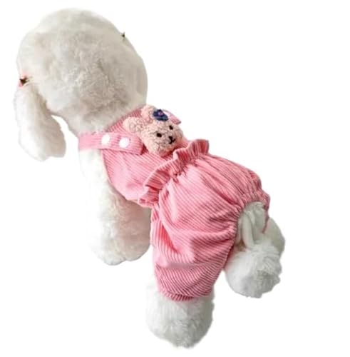 Hundepullover Niedlicher Hunde-Overall, Hundekleidung, rosa, gelber Träger, Overalls, Kleidung for Haustier-Overalls, Pyjamas for kleine mittelgroße Hunde(Pink,L) von CaFfen