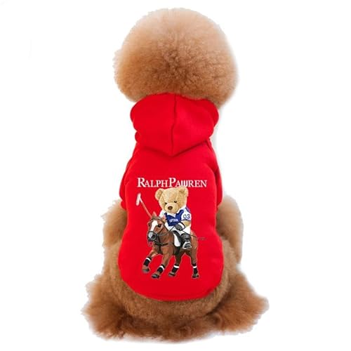 Hundepullover Winter warme Haustier Hund Kleidung süße Bär Hunde Hoodies for Welpen kleine mittelgroße(Red,L) von CaFfen