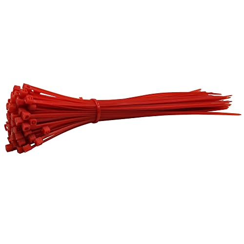 Kabelbinder 3 x 200 mm selbstsichernde Nylon-Kabelbinder, 20,3 cm, 100 Stück, 12 Farben, Kunststoff-Kabelbinder, Bindebänder Cable Ties (Color : Red) von CaFfen