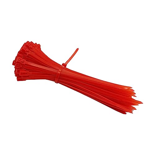Kabelbinder 50 Stück 5 * 200 mm lösbare Kabelbinder aus farbigem Kunststoff mit Schlaufenwicklung, Nylon-Kabelbinder, Bündelbinder Cable Ties (Color : Red, Größe : 50 PCS) von CaFfen