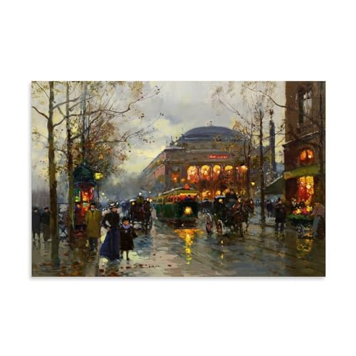 Edouard Cortes berühmte Malerwerke (Theatre Du Chatelet 1) Druck Poster Wandkunst Bild Malerei Leinwand Drucke Kunstwerke Schlafzimmer Wohnzimmer Dekor 20 x 30 cm von CaMbos