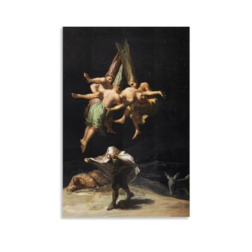 Francisco De Goya berühmte Malerwerke (Hexenflug), Druckposter auf Leinwand, Raum, ästhetische Wandkunstdrucke, Heimdekoration, Geschenke, 30 x 45 cm von CaMbos