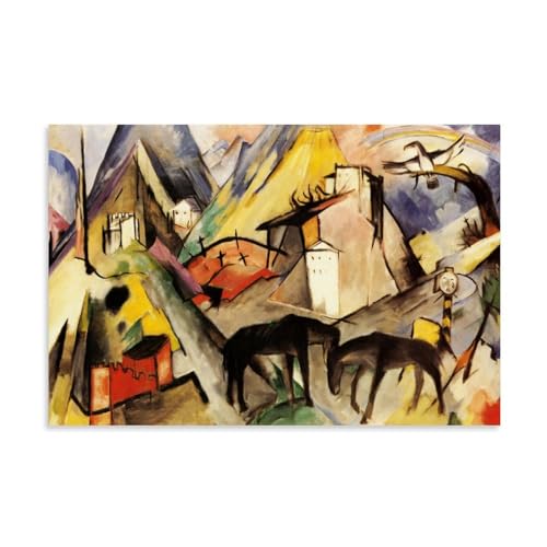 Franz Marc Berühmte Malerwerke (Das Waffen Land Tirol) Druck Poster Bild Druck Wandkunst Malerei Leinwand Kunstwerke Geschenkidee Zimmer Ästhetisch 40 x 60 cm von CaMbos