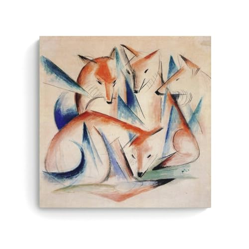 Franz Marc berühmte Malerwerke (Vier Füchse), Druck Poster, Leinwand, Wandkunst, Bild, Drucke, hängende Foto, Geschenkidee, Dekoration, Zuhause, Kunstwerke, 50 x 50 cm von CaMbos