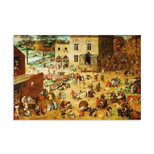 Pieter Bruegel The Elder Berühmte Malerwerke (Kinderspiele) Druck Poster Wandkunst Scroll Leinwand Gemälde Bild Wohnzimmer Dekor Zuhause 30 x 45 cm von CaMbos