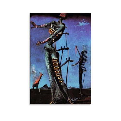 Salvador Dalí Berühmte Malerwerke (die brennende Giraffe) Druck Poster Wandkunst Malerei Leinwand Geschenk Wohnzimmer Drucke Schlafzimmer Dekor Kunstwerke 50 x 75 cm von CaMbos