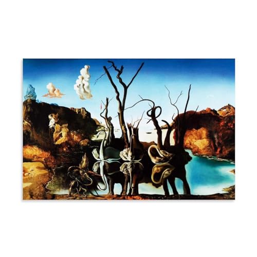 Salvador Dali berühmte Malerarbeiten (Schwäne reflektierende Elefanten), Druckposter auf Leinwand, Raum, ästhetische Wandkunstdrucke, Heimdekoration, Geschenke, 20 x 30 cm von CaMbos