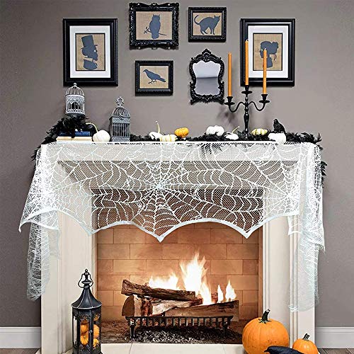 Spitzen Spinnennetz,Halloweendeko Spinnweben, für Karneval Fasching Halloween Party Dekoration von Tisch, Haus und Garten (Weiß) von CaOJing