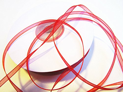 CaPiSo 100 m Organza Chiffon 3 mm breit mit Webkante (Leuchtendes Rot) von CaPiSo