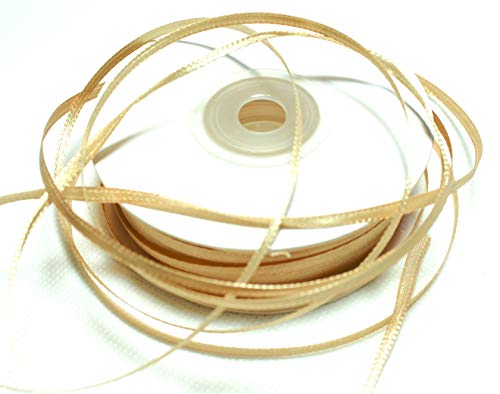 CaPiSo 100m Satinband 3mm Schleifenband Geschenkband Dekoband Satin Hochzeit Weihnachten Weihnachtsband (Cappuccino) von CaPiSo