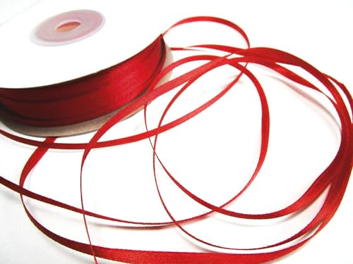 CaPiSo 100m Satinband 3mm Schleifenband Geschenkband Dekoband Satin Hochzeit Weihnachten Weihnachtsband (Rot) von CaPiSo