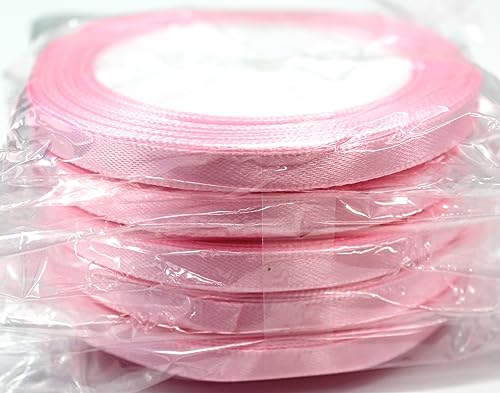 CaPiSo 100m Schleifenband 6mm Geschenkband Stoffband Dekoband Dekoration Hochzeit Glückwünsche Weihnachten (5x20m, Rosa) von CaPiSo