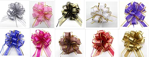 CaPiSo 18cm Große Ziehschleife Large Pull Bow Zugband Polyband Dekoschleife Geschenkschleife für Geschenke für Tüten Zuckertüten Basteln Dekorieren Verzieren (End 01, 10 Stück) von CaPiSo