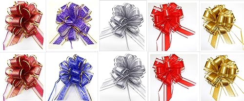 CaPiSo 18cm Große Ziehschleife Large Pull Bow Zugband Polyband Dekoschleife Geschenkschleife für Geschenke für Tüten Zuckertüten Basteln Dekorieren Verzieren (End 05, 10 Stück) von CaPiSo