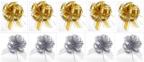 CaPiSo 18cm Große Ziehschleife Large Pull Bow Zugband Polyband Dekoschleife Geschenkschleife für Geschenke für Tüten Zuckertüten Basteln Dekorieren Verzieren (End 07, 10 Stück) von CaPiSo