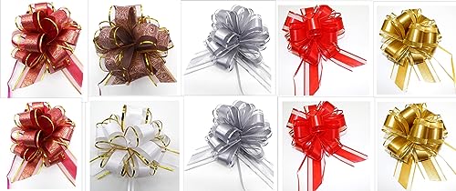 CaPiSo 18cm Große Ziehschleife Large Pull Bow Zugband Polyband Dekoschleife Geschenkschleife für Geschenke für Tüten Zuckertüten Basteln Dekorieren Verzieren (End 11, 10 Stück) von CaPiSo