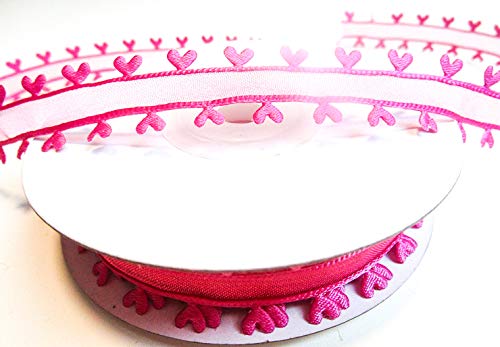 CaPiSo 10m Organza 15mm mit Herz Geschenkband Herzen Dekoband Herzband Organzaband Hochzeit Weihnachten (Pink) von CaPiSo