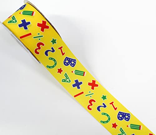 CaPiSo 10m Schleifenband 4cm Geschenkband Schulanfang Schultüte Motivband Schule Schuleinführung (10m Gelb) von CaPiSo