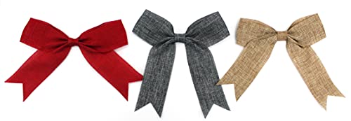 CaPiSo 12 Stück Juten-Schleifen 14 x 14 cm mit Befestigung Schleifenband Geschenkschleife Schleife Weihnachtsbaumschleife Weihnachten Juteschleife (Set 04) von CaPiSo
