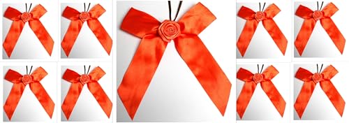 CaPiSo 12 Stück Schleifen 14x16 cm Geschenkschleife Weihnachtsbaum Schleife Weihnachten Satinschleife Satin mit Rose Weihnachtsdekoration Adventsgesteck (Satin Rose Orange) von CaPiSo