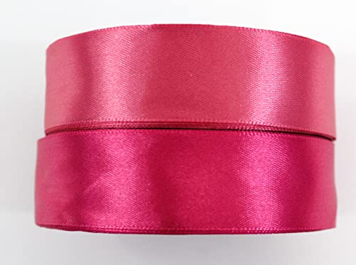 CaPiSo 2 Rollen je 22m Satinband 25mm Geschenkband Dekoband Hochzeit Weihnachten (Dunkelrosa-Fuchsia) von CaPiSo