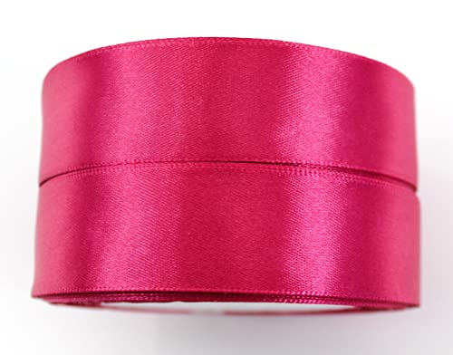 CaPiSo 2 Rollen je 22m Satinband 25mm Geschenkband Dekoband Hochzeit Weihnachten (Fuchsia-Fuchsia) von CaPiSo