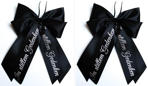 CaPiSo 2 Stück Fertigschleifen14x20cm ohne Basteln Satin-Schleife Trauerschleife Autoschleife Grabschleife Grab Beerdigung Kranzschleife für Trauerkranz Trauerstrauß Schwarz (End 01, 2 Stück) von CaPiSo