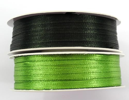 CaPiSo 200m Rolle 3mm Doppelseitig Beidseitig Glänzend Satin-Schleifenband Geschenkband Dekoband Dekorationsband Hochzeit Weihnachten (Helles+Dunkles Olivgrün) von CaPiSo