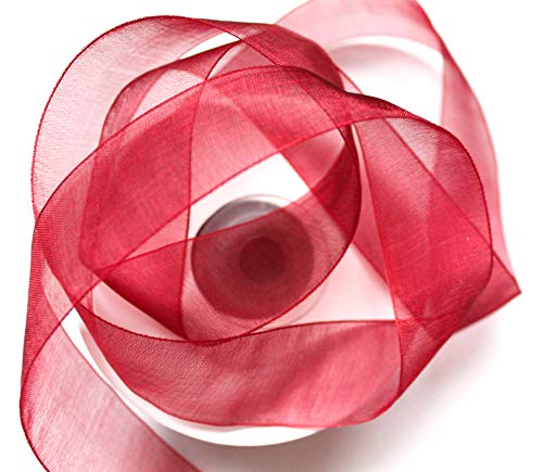 CaPiSo 25 m Organza -Schleifenband in 2,5 cm Breite 25mm mit Webkante (Bordeaux Neu) von CaPiSo