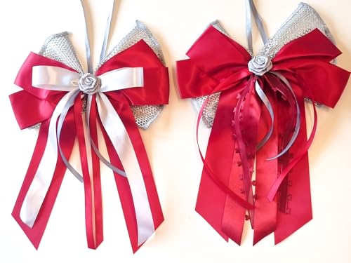 CaPiSo 2er Set 20x30cm Große Fertigschleife OHNE BASTELN Dekoschleife Schultütenschleife Satinschleife Geburtstag Weihnachten Schulanfang Schultüte Hochzeit 2 Stück (Bordeaux, 2 Stück) von CaPiSo