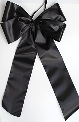 CaPiSo 30x50 cm Große Fertigschleife ohne Basteln Satin-Schleife Satinschleife Trauerschleife Beerdigung Türschleife Trauer Grabschleife Doppelschleife (Schwarz) von CaPiSo