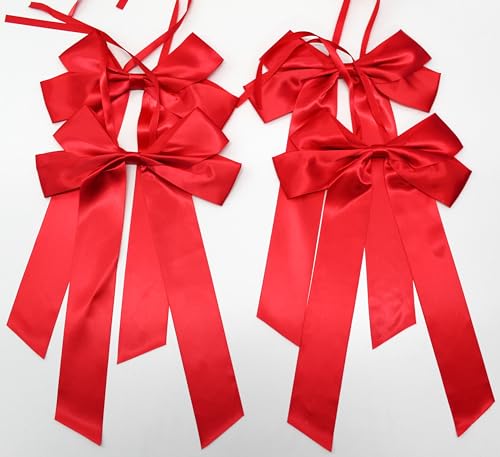 CaPiSo 4 Stück Schleife 20 x 35 cm Satinschleife Satin Geschenkschleife Weihnachten Verpackung Geschenkverpackung Geschenk Rote Schleife (Satin Rot) von CaPiSo