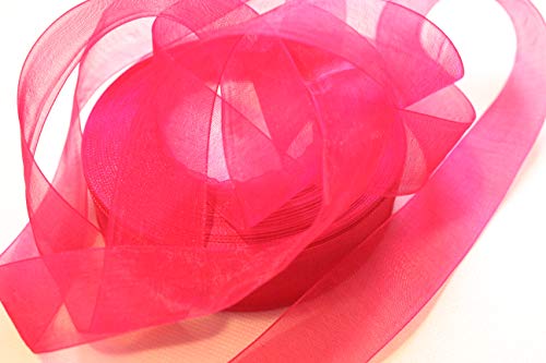 CaPiSo 45m Organza 25mm Breite 2,5cm Organzaband Schleifenband Geschenkband Dekoband Dekoration Deko Hochzeit Weihnachten (Fuchsia, 45m) von CaPiSo