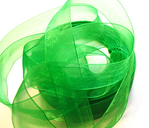 CaPiSo 45m Organza 25mm Breite 2,5cm Organzaband Schleifenband Geschenkband Dekoband Dekoration Deko Hochzeit Weihnachten (Grün, 45m) von CaPiSo