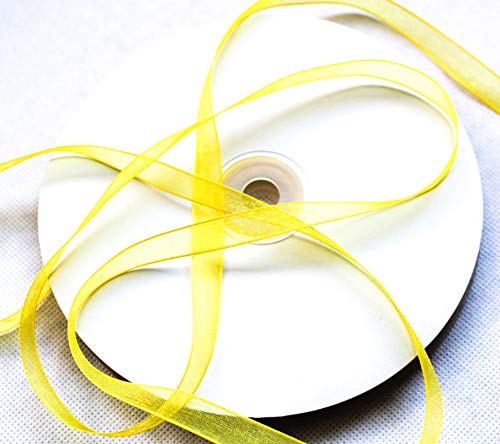 CaPiSo 50 m Organza -Schleifenband in 1 cm Breite mit Webkante (Gelb) von CaPiSo