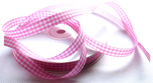 CaPiSo 50m 10mm Karoband Vichy Geschenkband Landhaus Schleifenband Vichykaro Dekoband (Kleines Karo Rosa, 50m 10mm) von CaPiSo