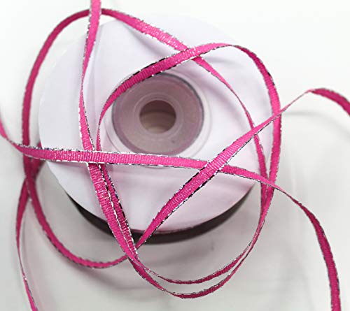 CaPiSo 50m Rolle 3mm Schleifenband,Satinband,Geschenkband,Band Geschenk,Satin (Metallic Rosa-Silber) von CaPiSo