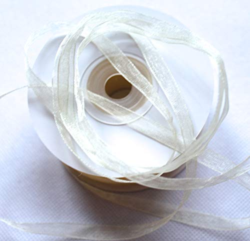 CaPiSo 6mm Organzaband Schleifenband Geschenkband Organza Hochzeit Weihnachten Dekoration Dekoartikel (Creme, 100m) von CaPiSo