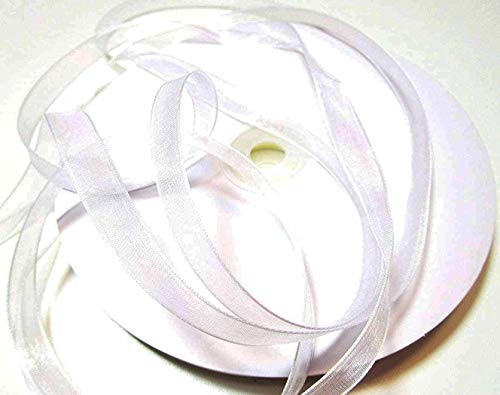 CaPiSo 6mm Organzaband Schleifenband Geschenkband Organza Hochzeit Weihnachten Dekoration Dekoartikel (Weiss, 100m) von CaPiSo