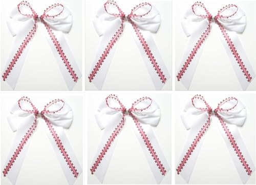 CaPiSo Große Fertigschleife 20x30cm Herzschleife Geschenkschleife goldene Herzen Satinschleife Satin Stoffschleife Autoschleife Hochzeit (Herz Bordeaux, 6 Stück) von CaPiSo