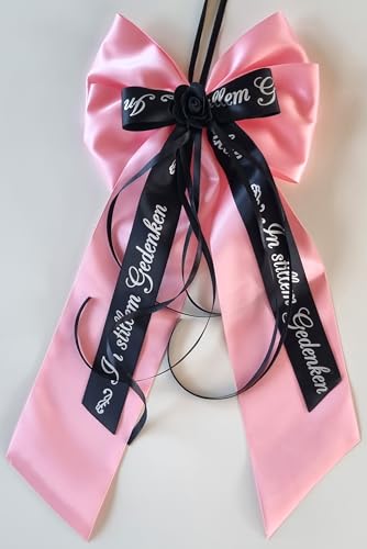 CaPiSo Handarbeit 20x40cm Große Satin-Doppelschleife ohne Basteln Schleife Trauer Beerdigung Trauerschleife Grabschleife Kranzschleife Schrift In stillem Gedenken (Gedenken Rosa) von CaPiSo